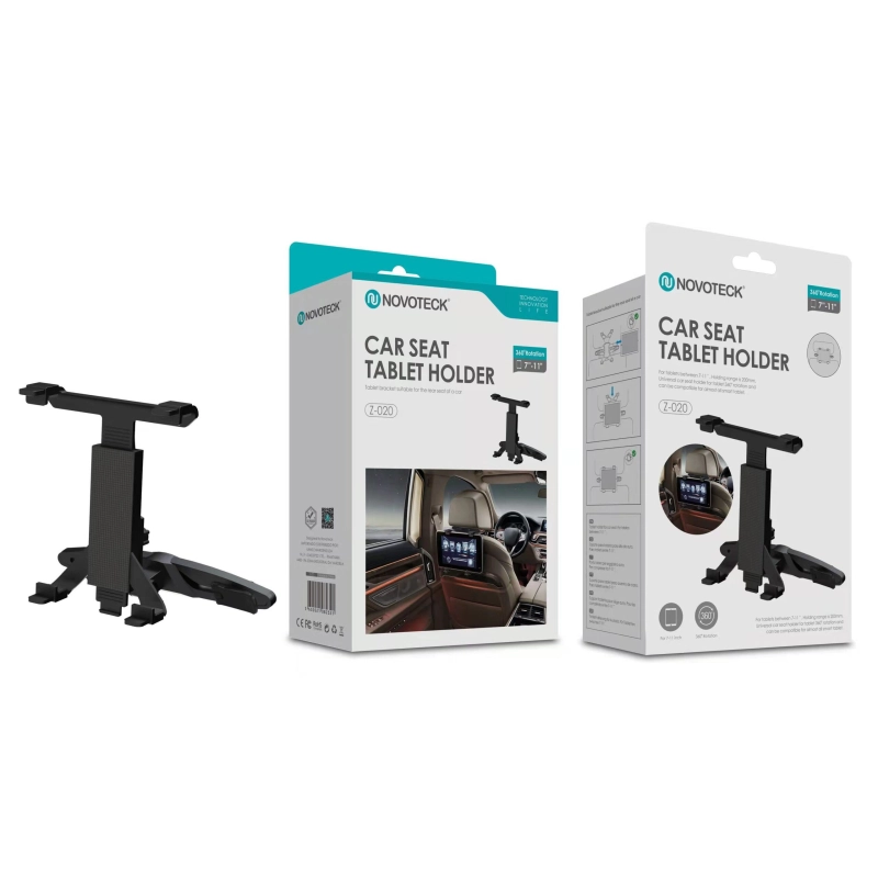 Suporte de Tablet para Assento de Carro Z-020 - Universal, Rotação 360°, para Tablets 7''-11''