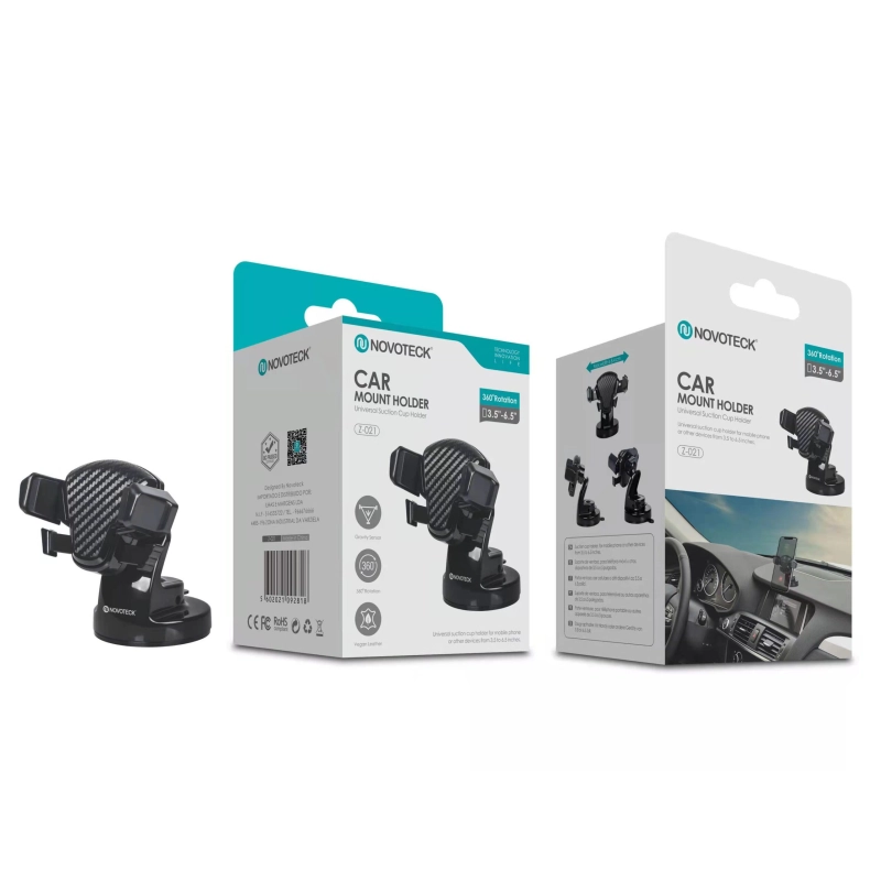 Suporte Universal para Carro Z-021 - Ventosa Forte, Rotação 360°, Compatível com 3.5''-6.5''