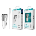 Kit Carregador Automóvel 2.4A 2 USB Branco com Cabo Lightning Q-001L