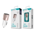 Carregador Automóvel Isqueiro Branco com Duas Portas USB 2.4A Dourado Q-001