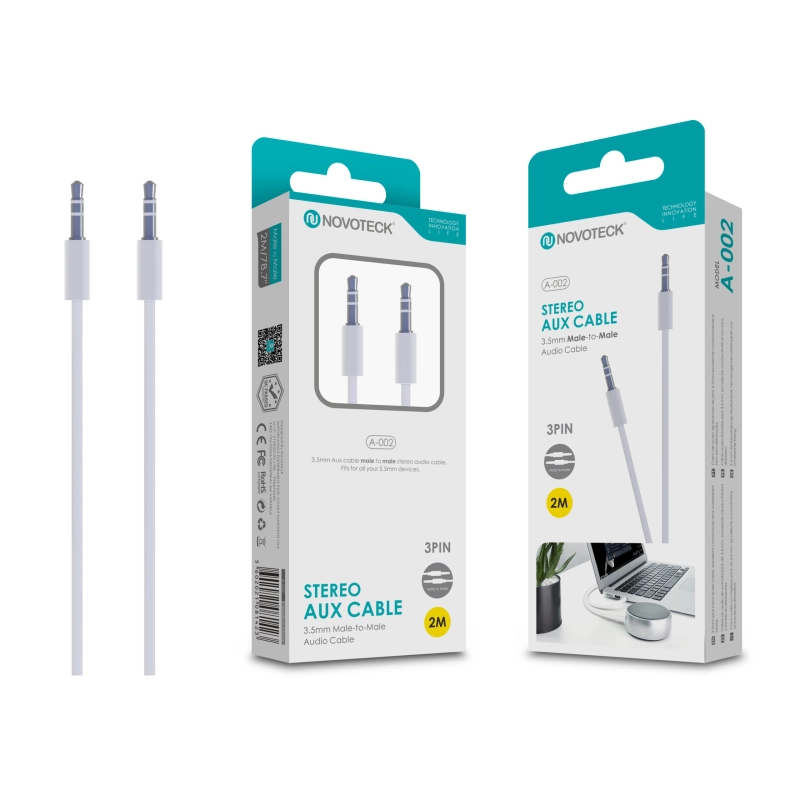 Cabo Aux 2M 3Pin Jack 3.50 NOVOTECK A-002
