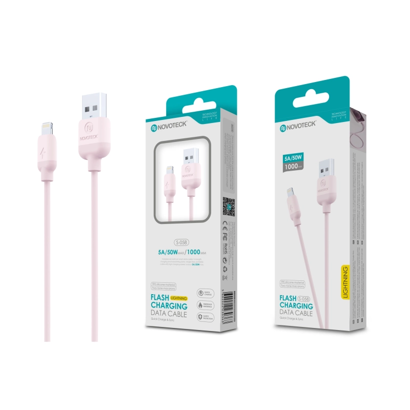 Cabo Lightning Rosa 5A 50W 1M S-058 Silicone TPE