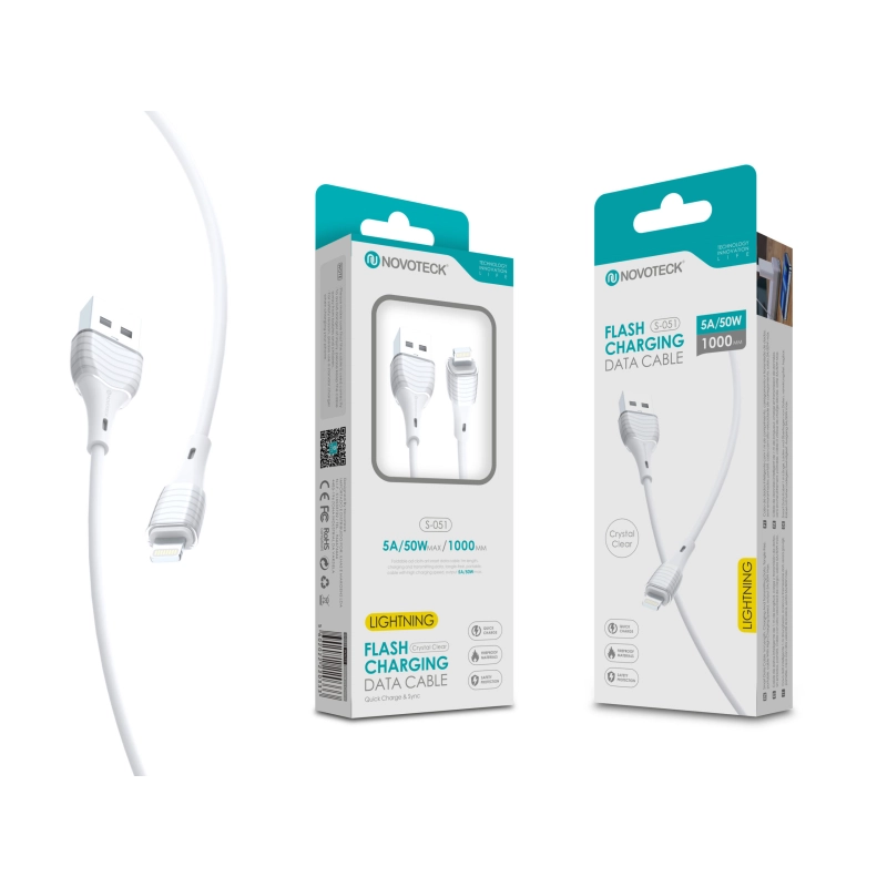 Cabo Lightning 5A 50W 1M S-051 PVC Transparente Cristal