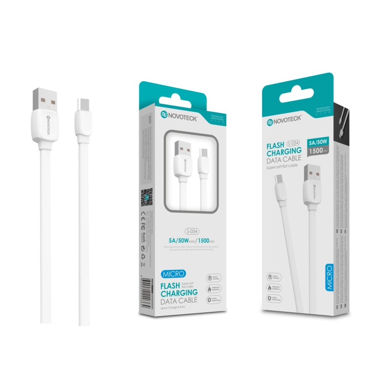 Cabo Micro USB 5A 50W 1.50M S-054 Super Macio e Durável