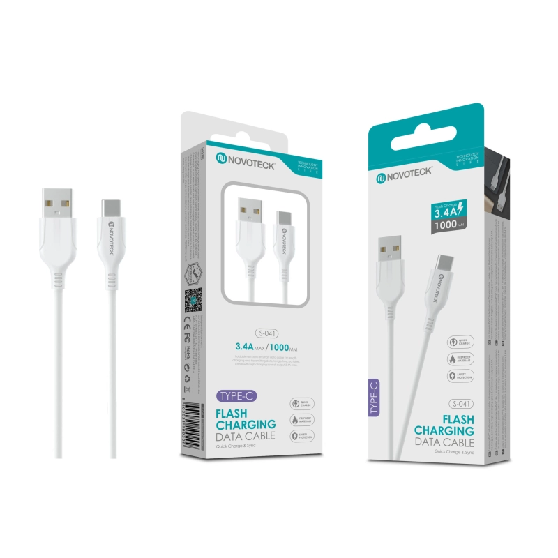 Cabo Type-C Branco 3.4A 1M S-041