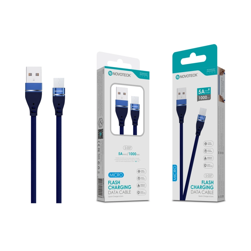 Cabo de Dados Micro USB Textil Trançado 5A 1M S-037