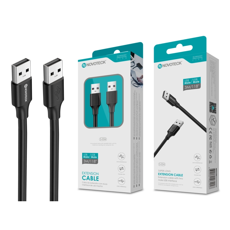 Cabo de Extensão USB 3M Macho-Macho S-034