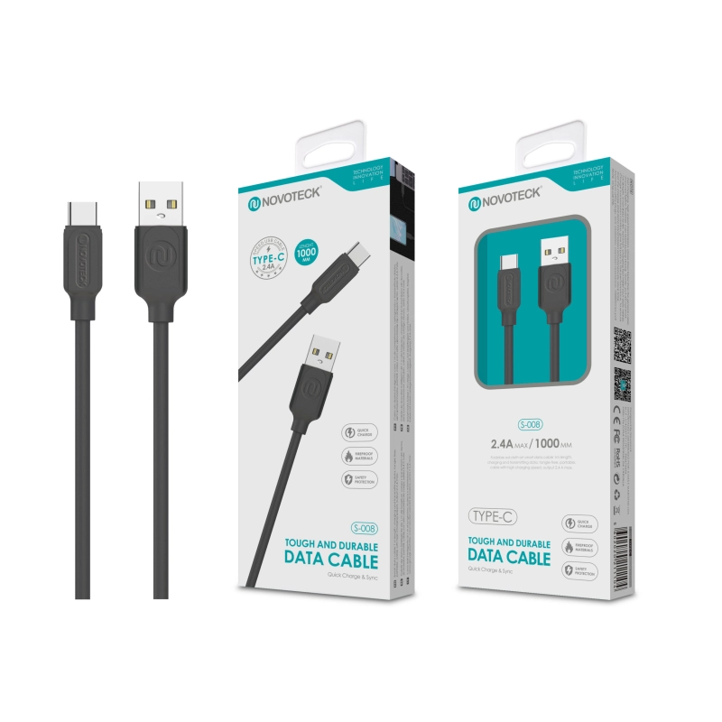 Cabo Type-C Negro 2.4A 1M S-008