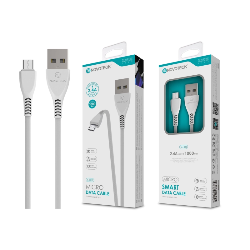 Cabo Micro Usb Branco 2.4A 1M S-001