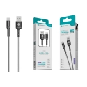Cabo Type-C 6A 50W 1M Cinzento Durabilidade Nylon Trançado S-065