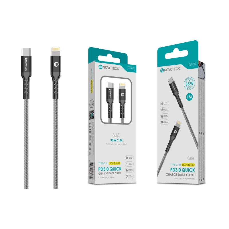 Cabo PD 35W Type-C to Lightning 1M S-068 Trança de Nylon