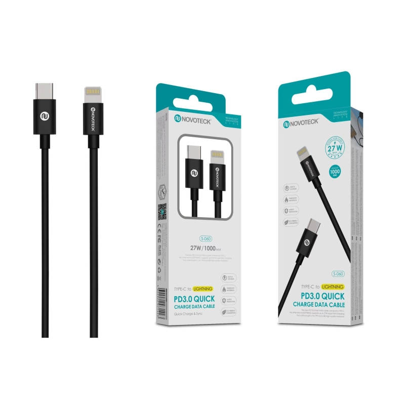 Cabo Type-C para Lightning PD27W 1M S-060 Sincronização e Carregamento Rápido