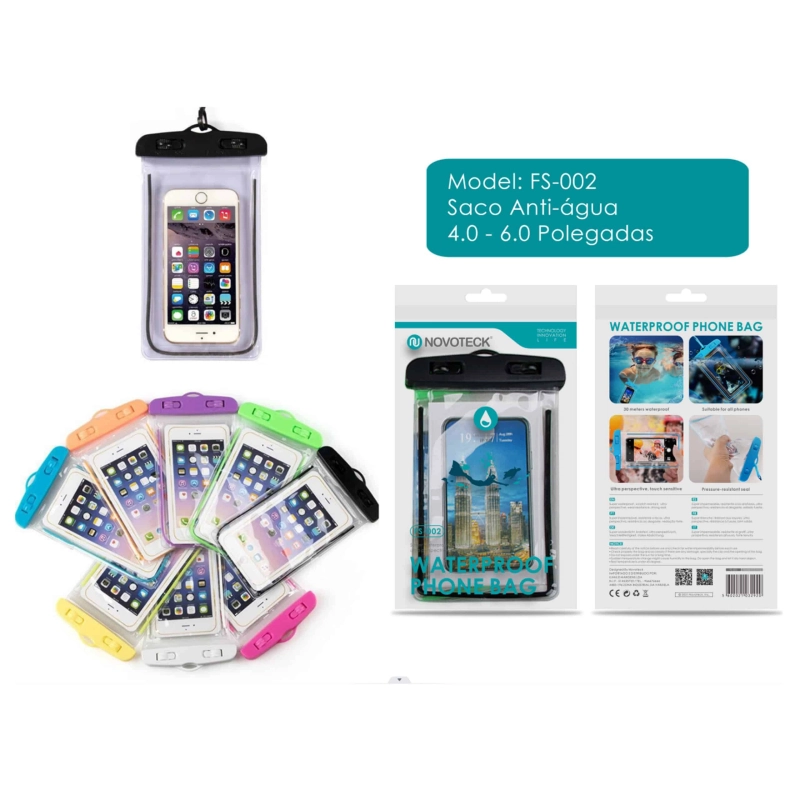 Bolsa Impermeável Anti-Água para Telemóvel 4.0-6.0 Polegadas FS-002