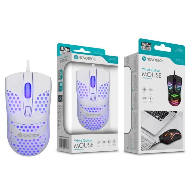 Rato Óptico Roxo Mini-Perfurados com Fio JS-007