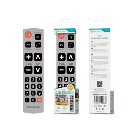 Controle Remoto Universal com Botões Grandes Novoteck D-018 - Ideal para Idosos e Visão Limitada - Compatível com Diversas Marca