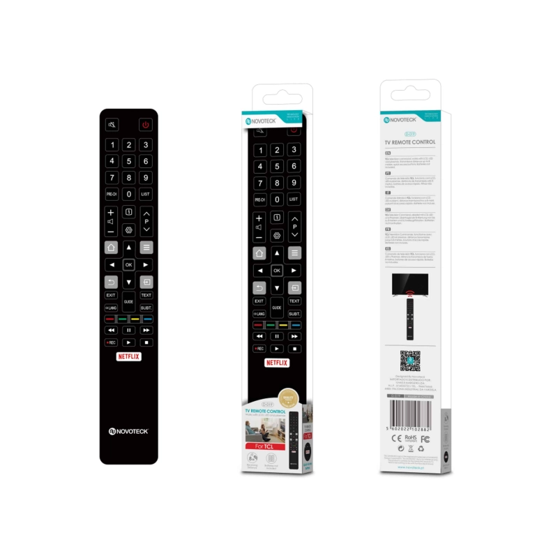Controle Remoto Inteligente Novoteck D-019 com Botão Netflix - Compatibilidade Otimizada para TCL e outras Smart TVs