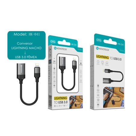 Cabo Adaptador NOVOTECK Lightning para USB 3.0 OTG HK-041