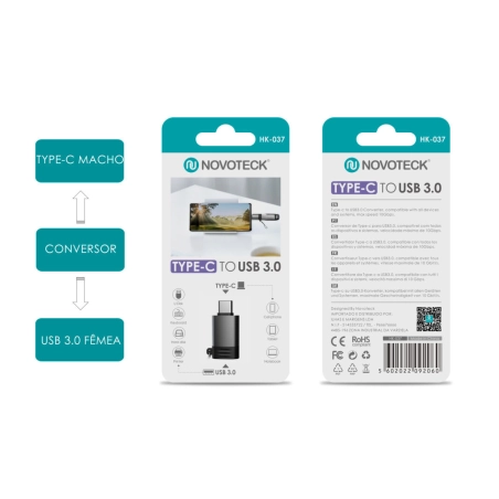Adaptador NOVOTECK HK-037 de Type-C para USB 3.0