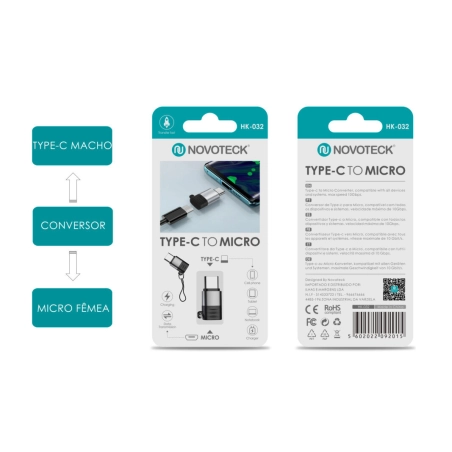 Adaptador NOVOTECK HK-032 de Type-C para Micro USB