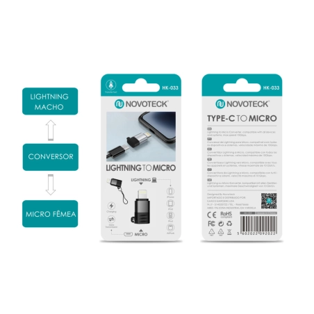 Adaptador NOVOTECK HK-033 de Lightning para Micro USB