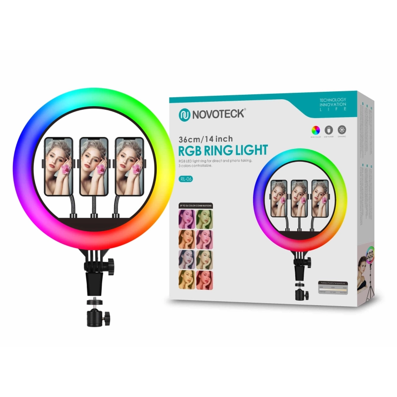 Ring light RGB Novoteck 36cm sem tripé RL-06