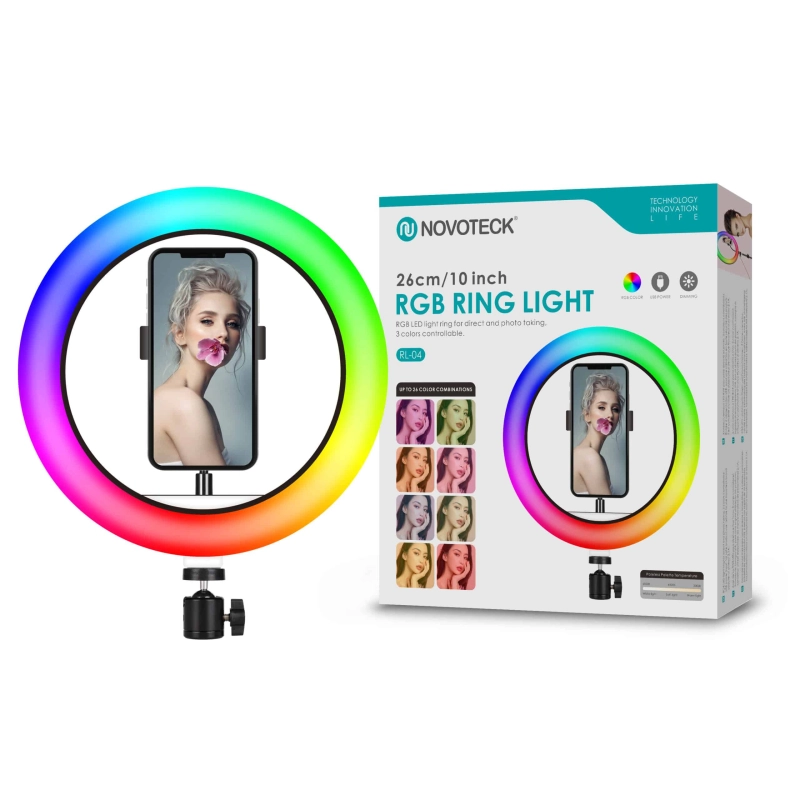 Ring light RGB Novoteck 26cm sem tripé RL-04