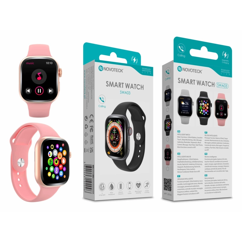 Smartwatch Rose Gold SWA03 - Monitoramento de Saúde, Notificações