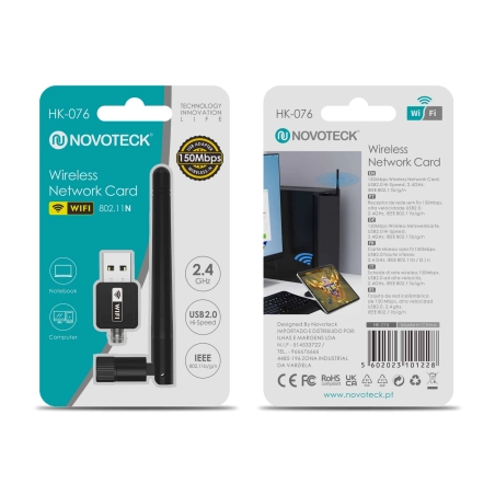 Placa de Rede Wireless USB 150 Mbps com Antena Externa HK-076