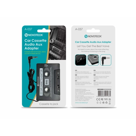 Adaptador de Áudio Auxiliar de Cassete para Carro com Jack 3.5mm A-037