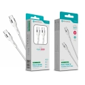 Cabo USB-C para USB-C NOVOTECK S-110 - PD 3.0 Quick Charge,66W,300cm,Branco,Trançado em Nylon