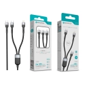 Cabo de Carregamento 2 em 1 NOVOTECK S-099 USB-C to Typ-C 60W e Lightning 27W, Durável, 100cm