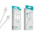 Cabo USB-C para Lightning NOVOTECK S-112 - PD 3.0, 30W, Branco,200cm,Trançado em Nylon