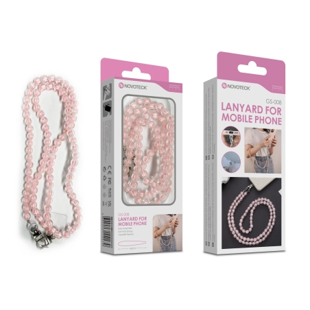 Cordão Pedra Pêssego para Telemóvel NOVOTECK GS-008 Rosa Seca