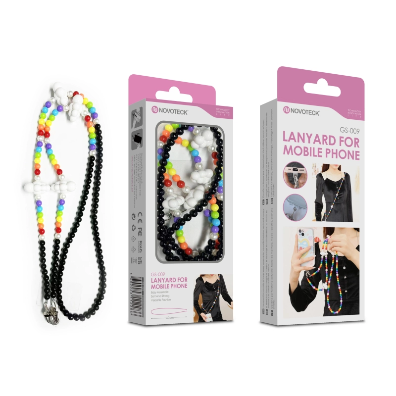 Cordão Colorido para Telemóvel NOVOTECK GS-009 Negro