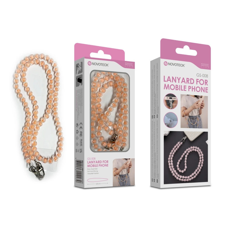 Cordão Pedra Pêssego para Telemóvel NOVOTECK GS-008 Amarela