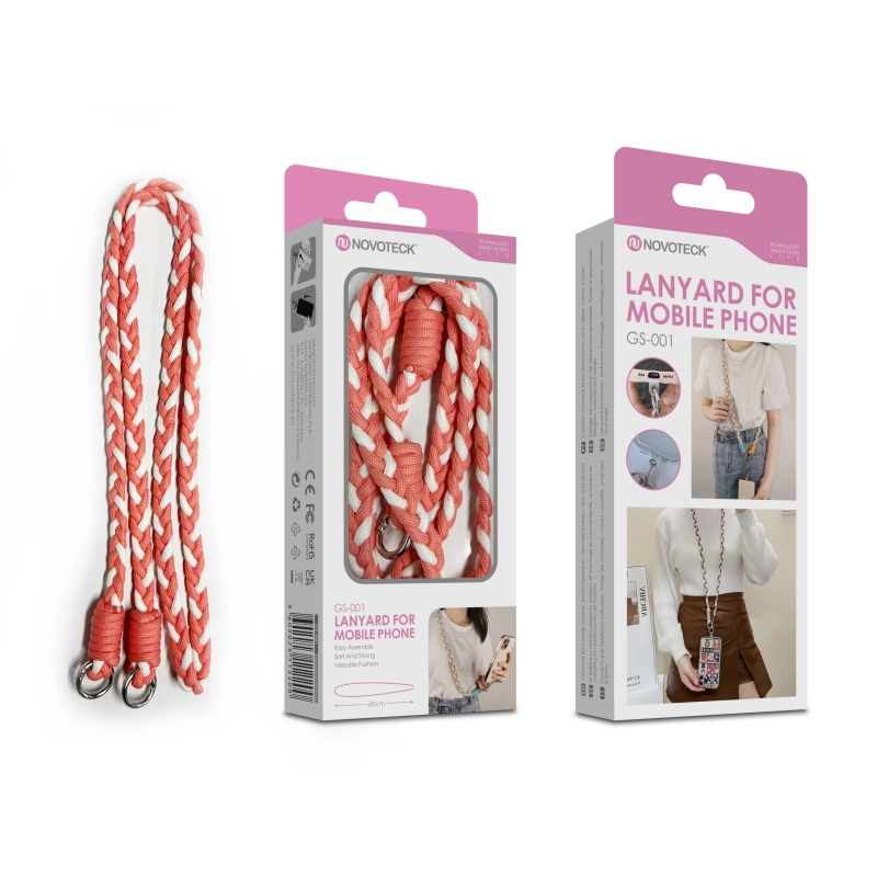 Cordão Trançado para Telemóvel NOVOTECK GS-001 - Estiloso Branco/Laranja