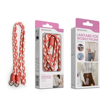 Cordão Trançado para Telemóvel NOVOTECK GS-001 - Estiloso Branco/Laranja