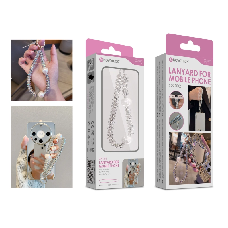 Cordão Decorativo Estilo pedra e Pedras para Telemóvel NOVOTECK GS-002