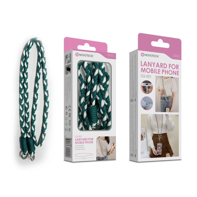 Cordão Trançado para Telemóvel NOVOTECK GS-001 - Estiloso Verde/Branco