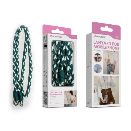Cordão Trançado para Telemóvel NOVOTECK GS-001 - Estiloso Verde/Branco