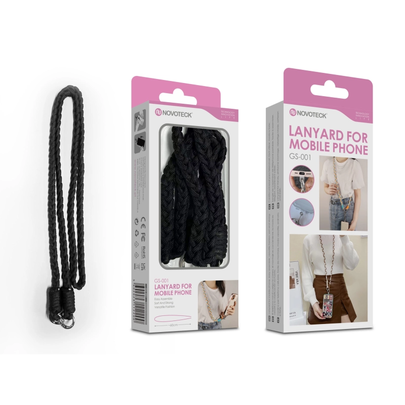 Cordão Trançado para Telemóvel NOVOTECK GS-001 - Estiloso Negro