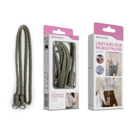 Cordão Trançado para Telemóvel NOVOTECK GS-001 - Cinzento