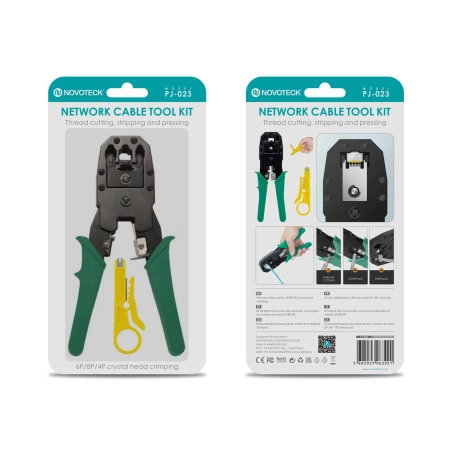 Kit Completo de Ferramentas de Crimpagem de Cabo de Rede NOVOTECK PJ-023 - Precisão Profissional para Instalação e Manutenção