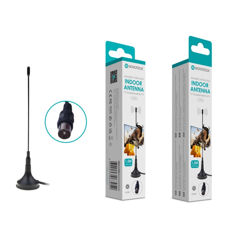 Antena Interna de Alta Definição NOVOTECK L-016 - 4K, Magnética, Instalação Fácil