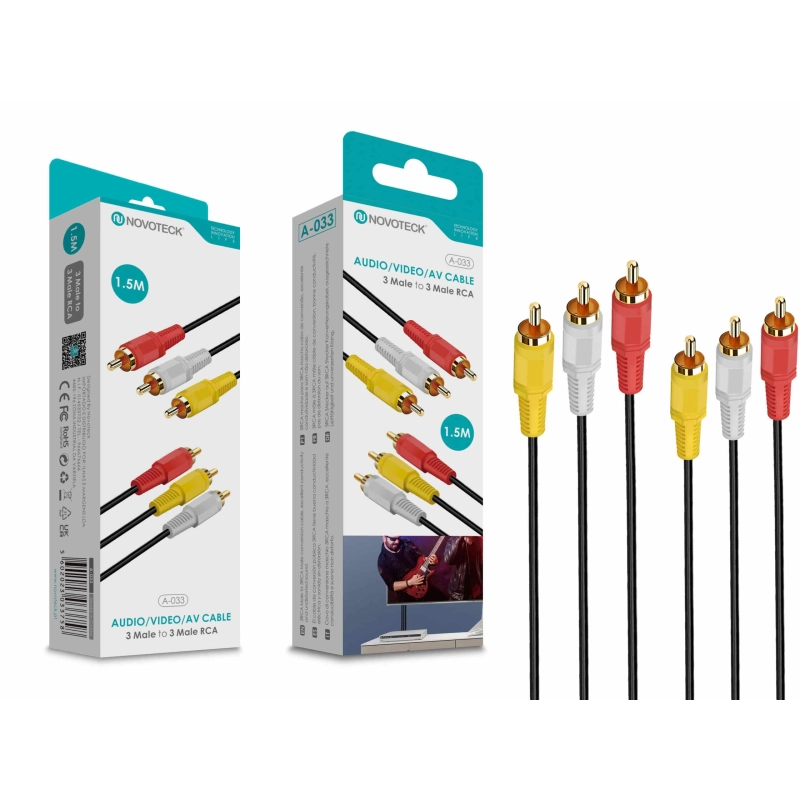 Cabo 1.50M Rca 3 Macho To Rca 3 Macho NOVOTECK A-033