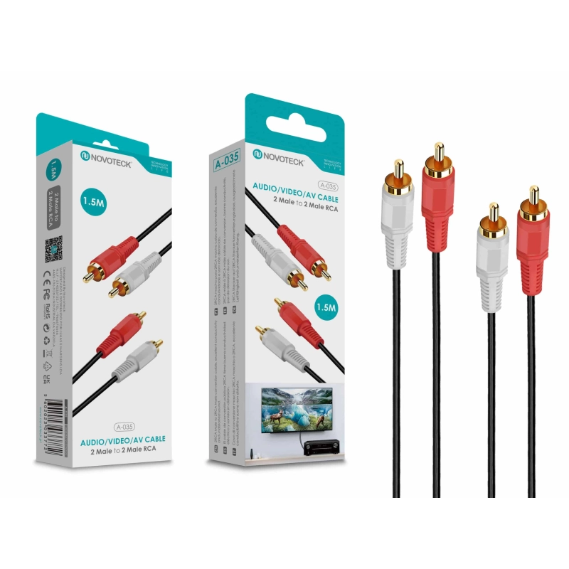 Cabo 1.50M Rca 2 Macho To Rca 2 Macho NOVOTECK A-035