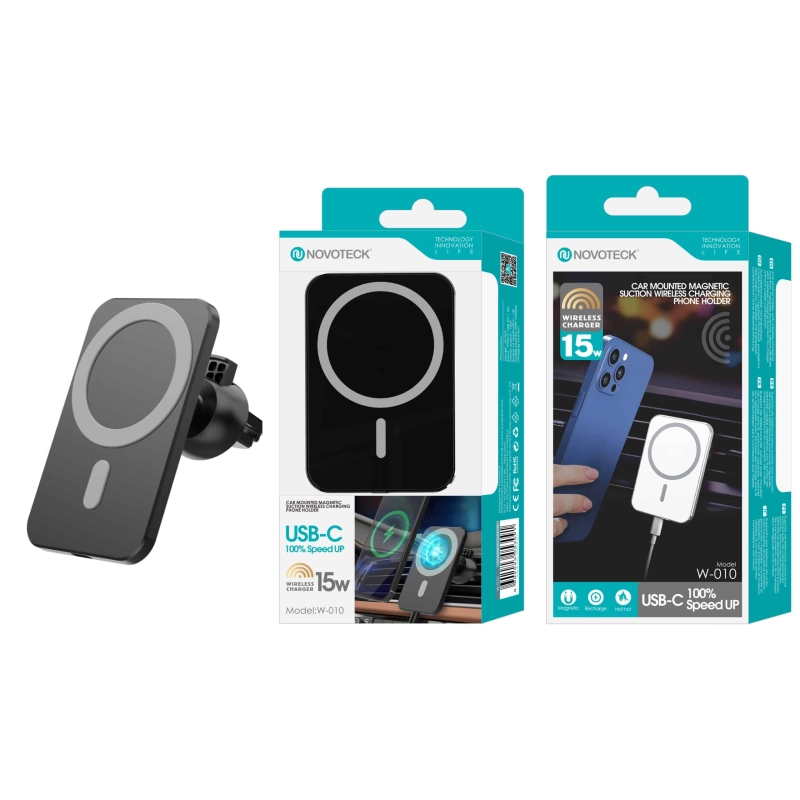 Carregador 15W Magsafe Automóvel Negro W-010