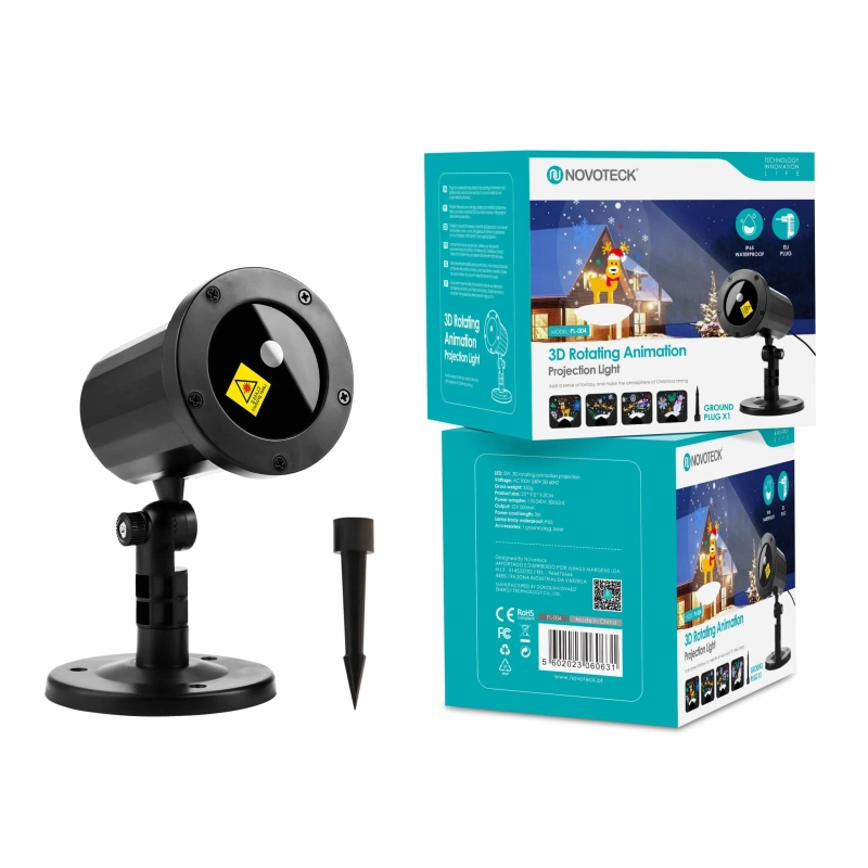 Luz de Projeção Novoteck PL-004 com Animação Rotativa 3D para Natal