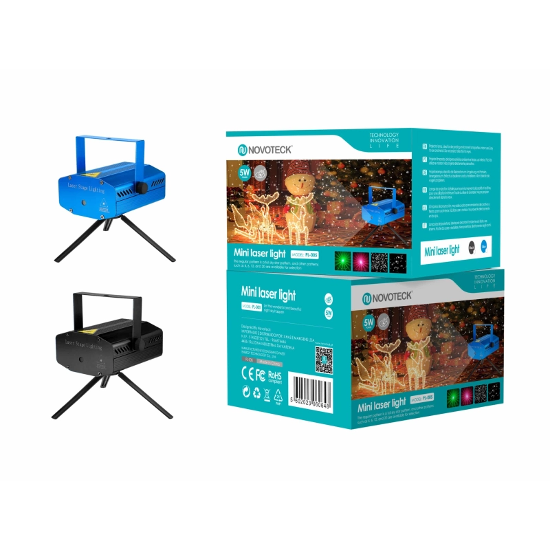 Mini Luz Laser Novoteck PL-005 para Decoração Festiva e Iluminação de Palco