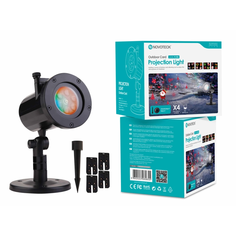 Luz de Projeção Externa Novoteck PL-006 com Cartões de Natal Intercambiáveis